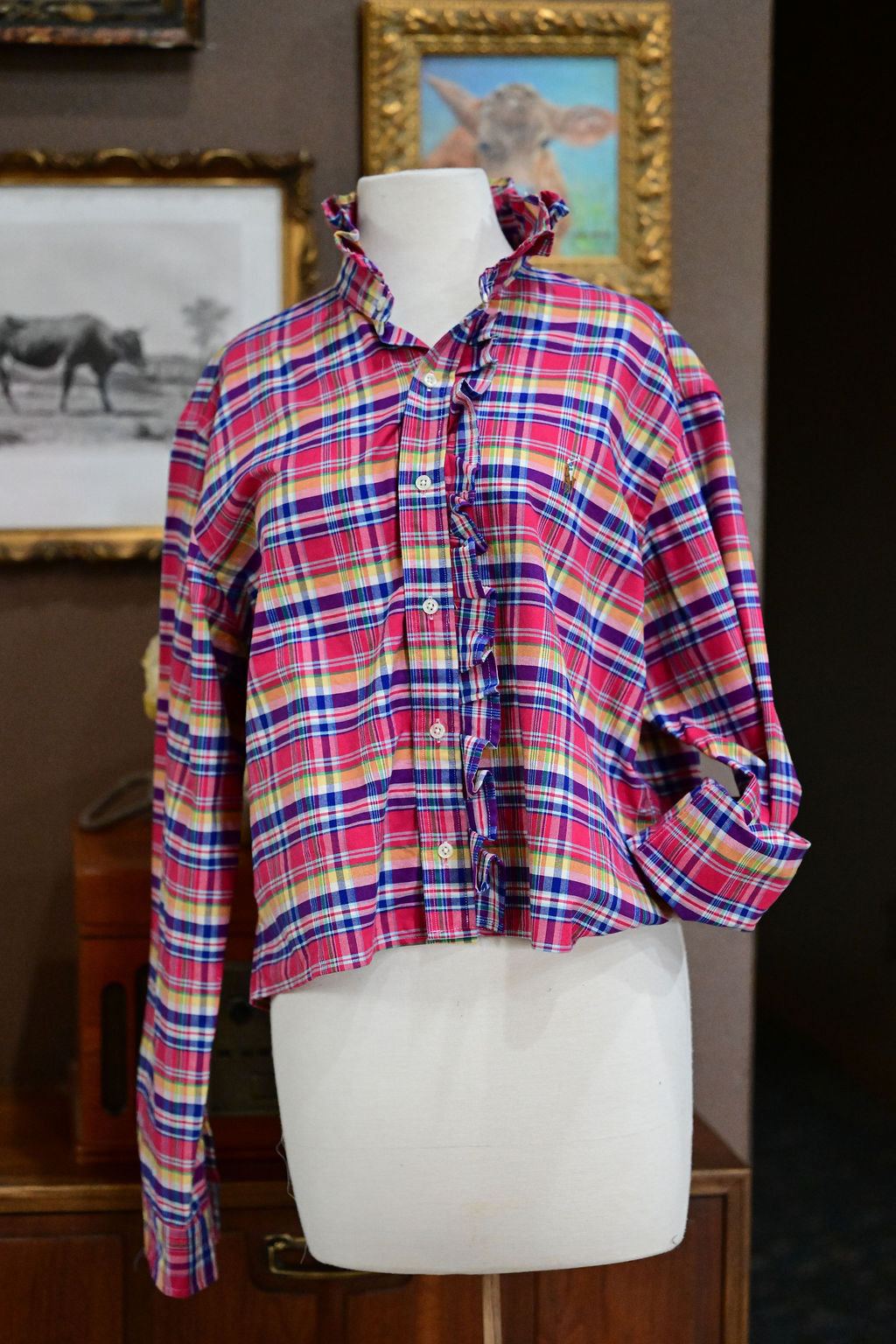 Multi Colored Long Sleeve Polo Shirt - L
