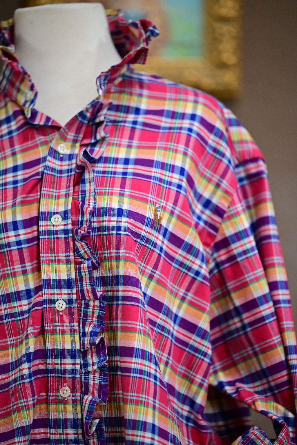 Multi Colored Long Sleeve Polo Shirt - L