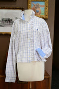White, Blue, and Pink Long Sleeve Polo Shirts - L