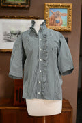 Green White Check Short Sleeve Polo Shirt - XL