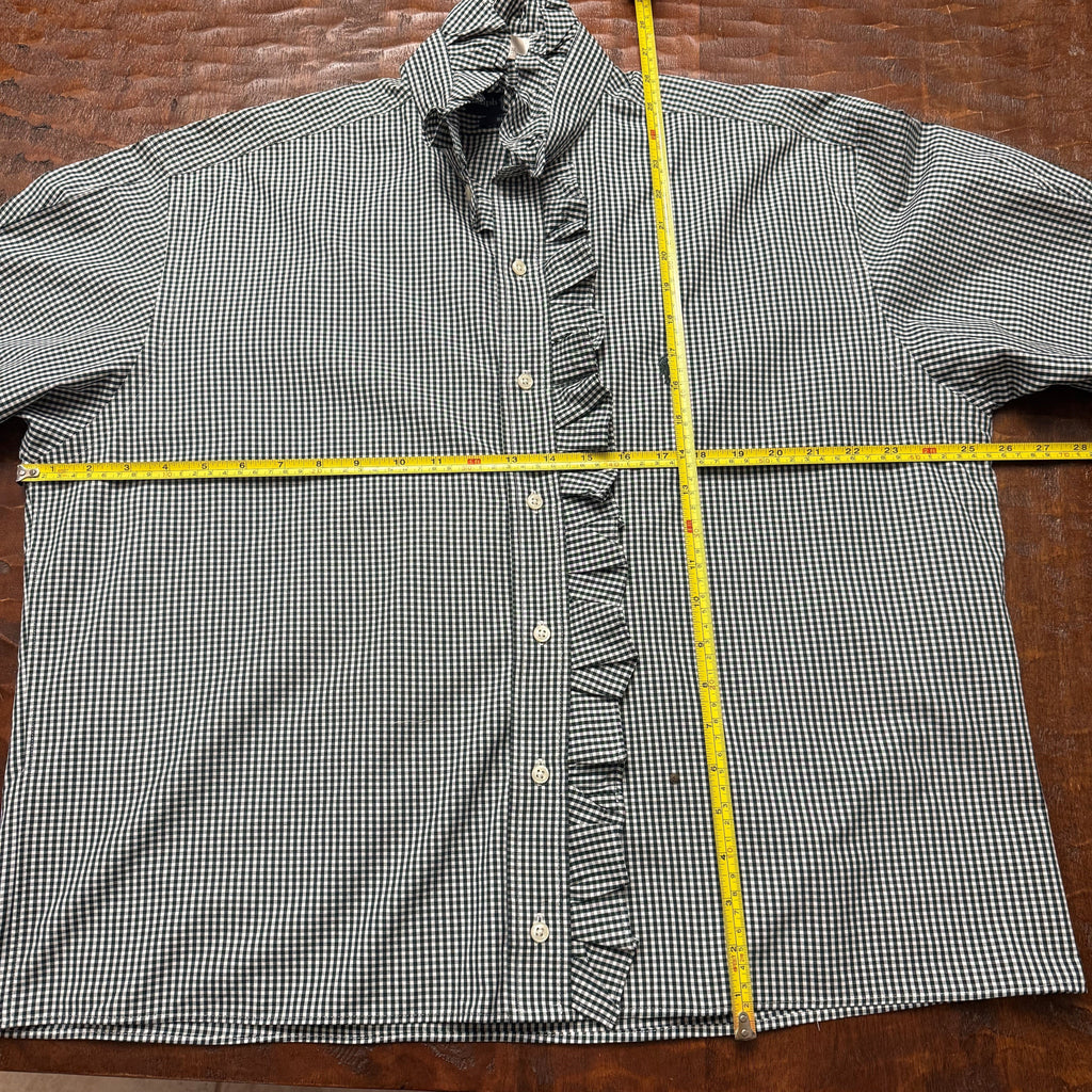 Green White Check Short Sleeve Polo Shirt - XL