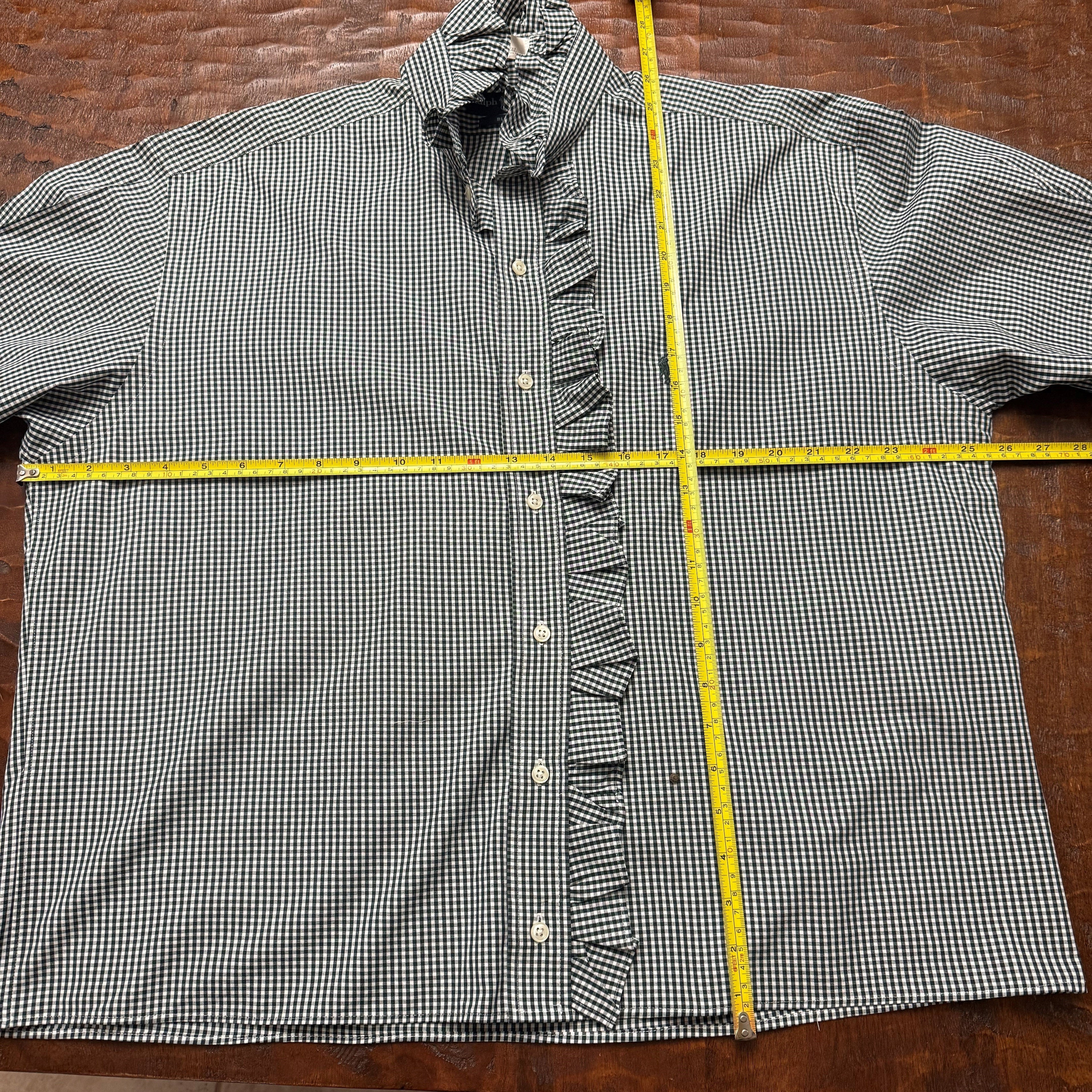 Green White Check Short Sleeve Polo Shirt - XL