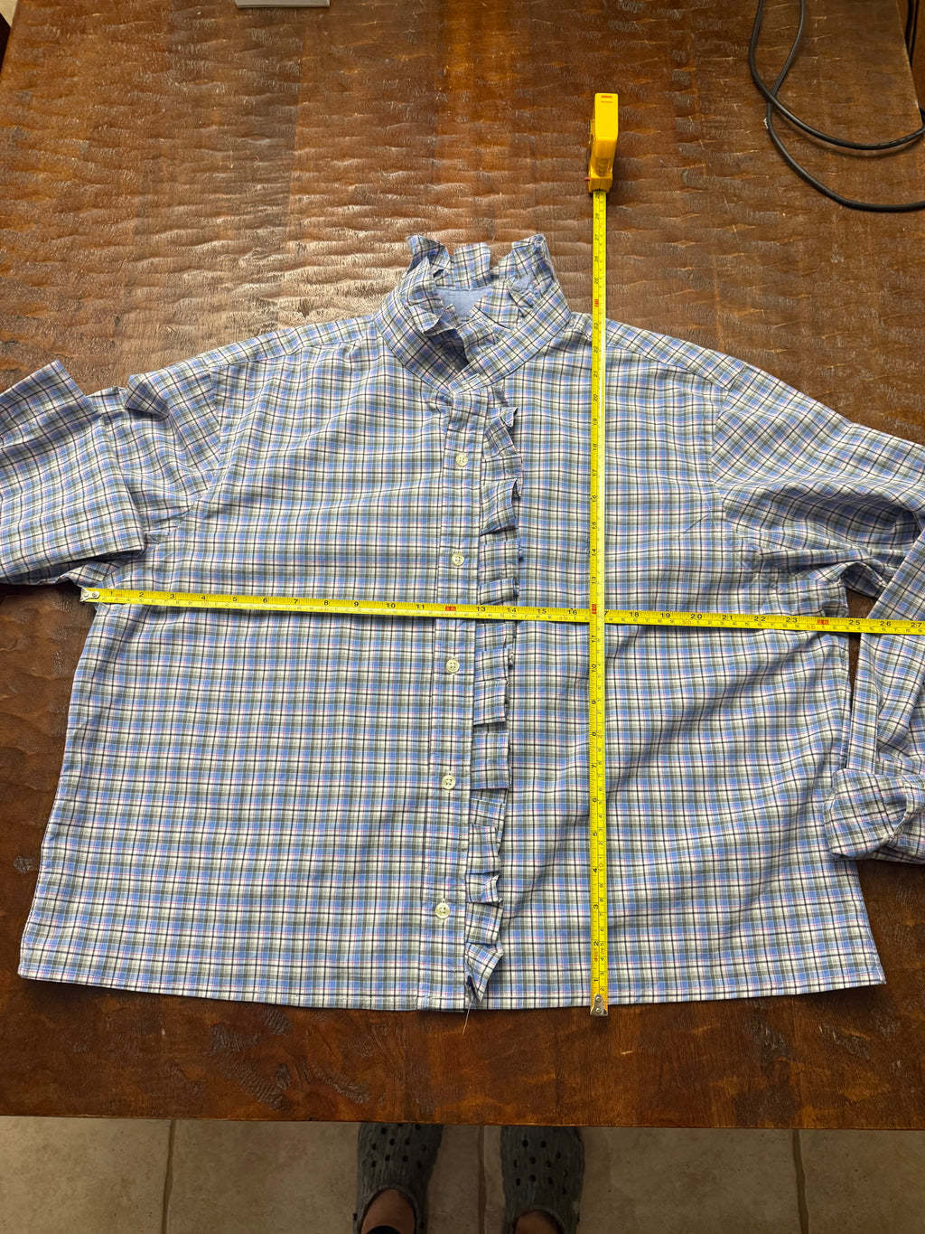 Multi Colored Plaid Long Sleeve Polo Shirt - XL