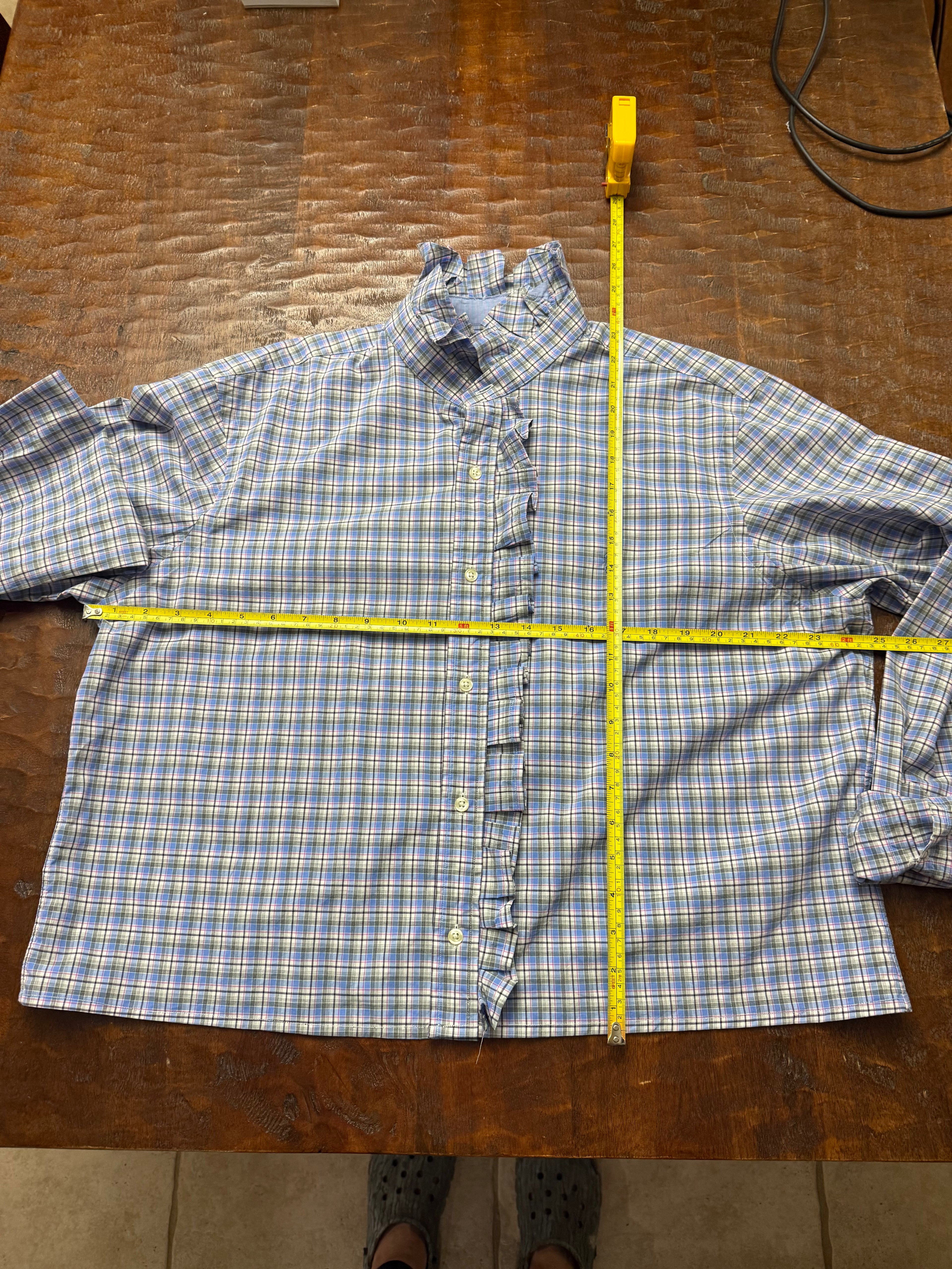 Multi Colored Plaid Long Sleeve Polo Shirt - XL