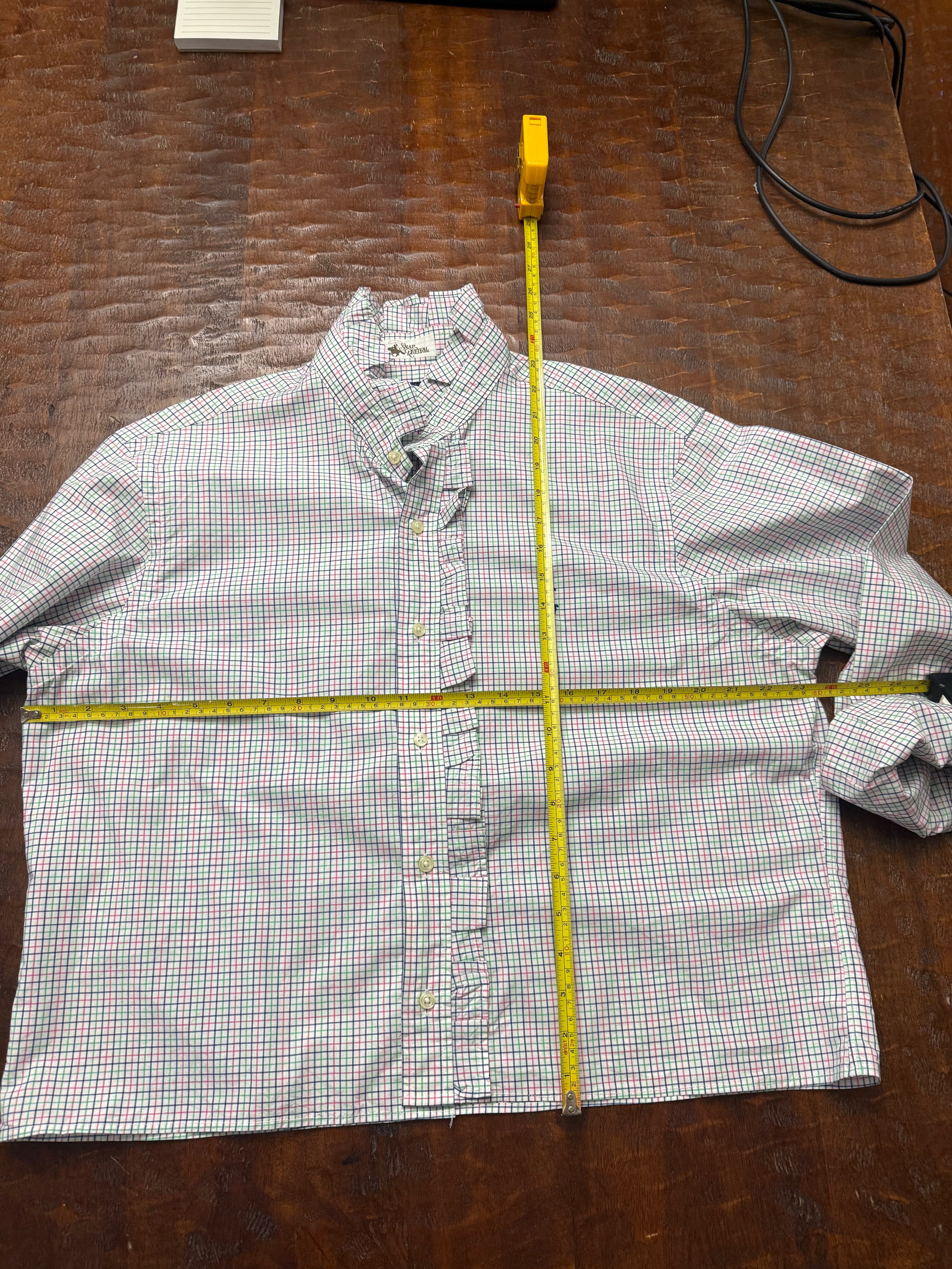 White, Pink, Green, Blue Long Sleeve Polo Shirt - L