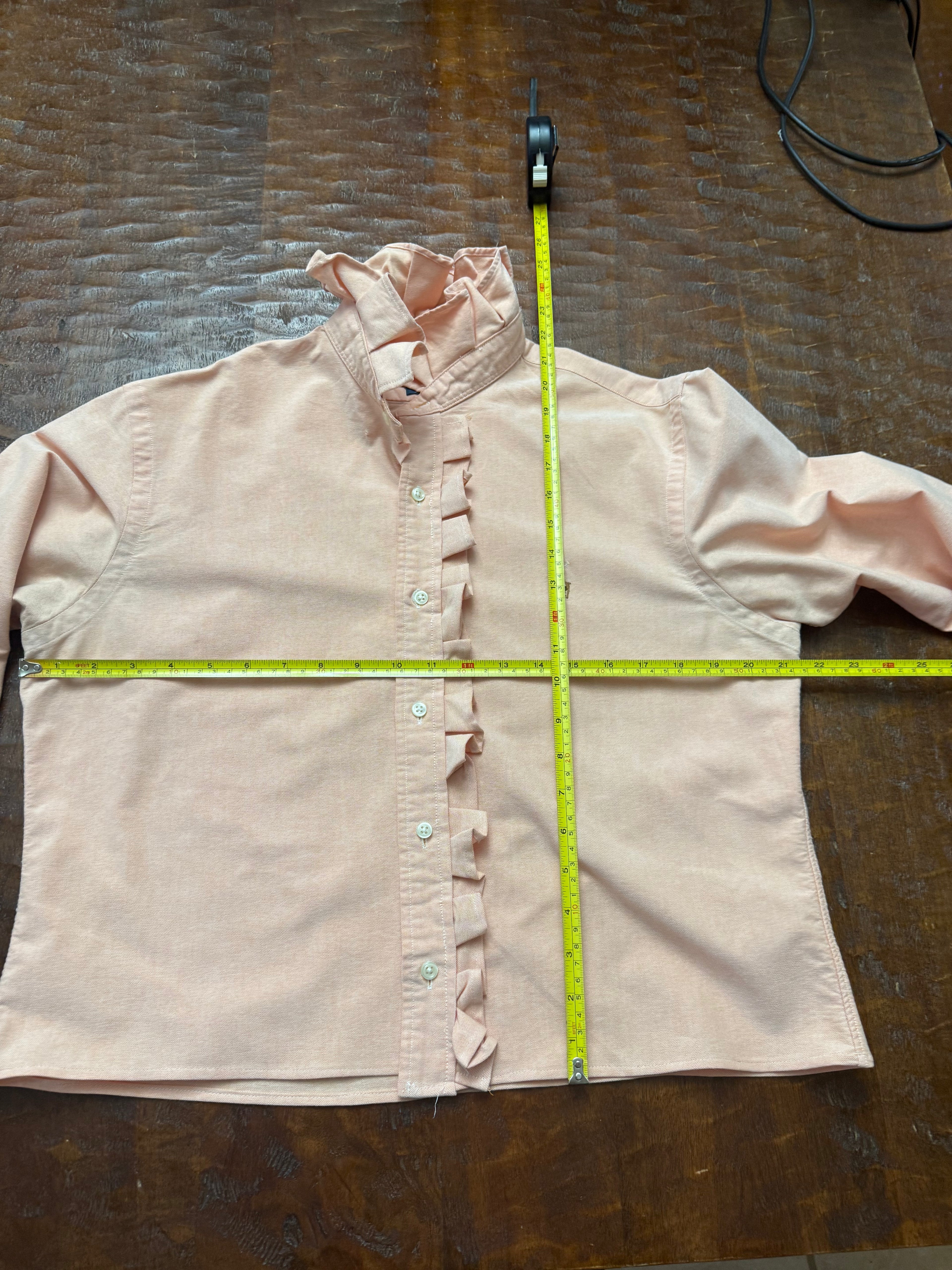 Light Peach Long Sleeve Polo Shirt - M