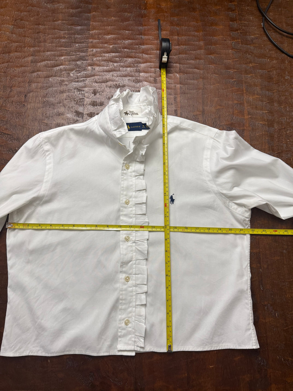 White Long Sleeve Polo Shirt - M