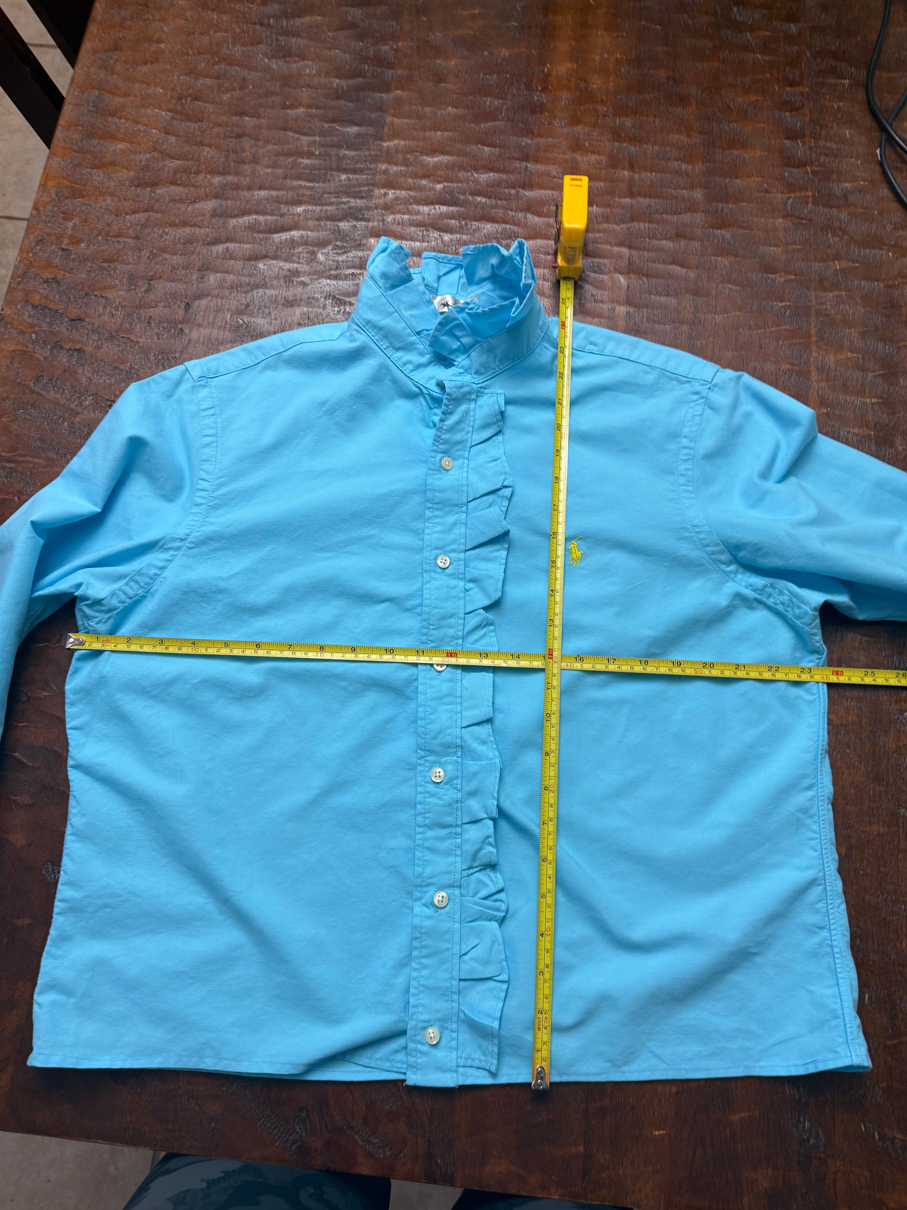 Blue Long Sleeve Polo Shirt - L